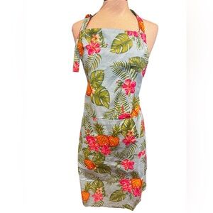 Sur La Table turquoise tropical floral apron